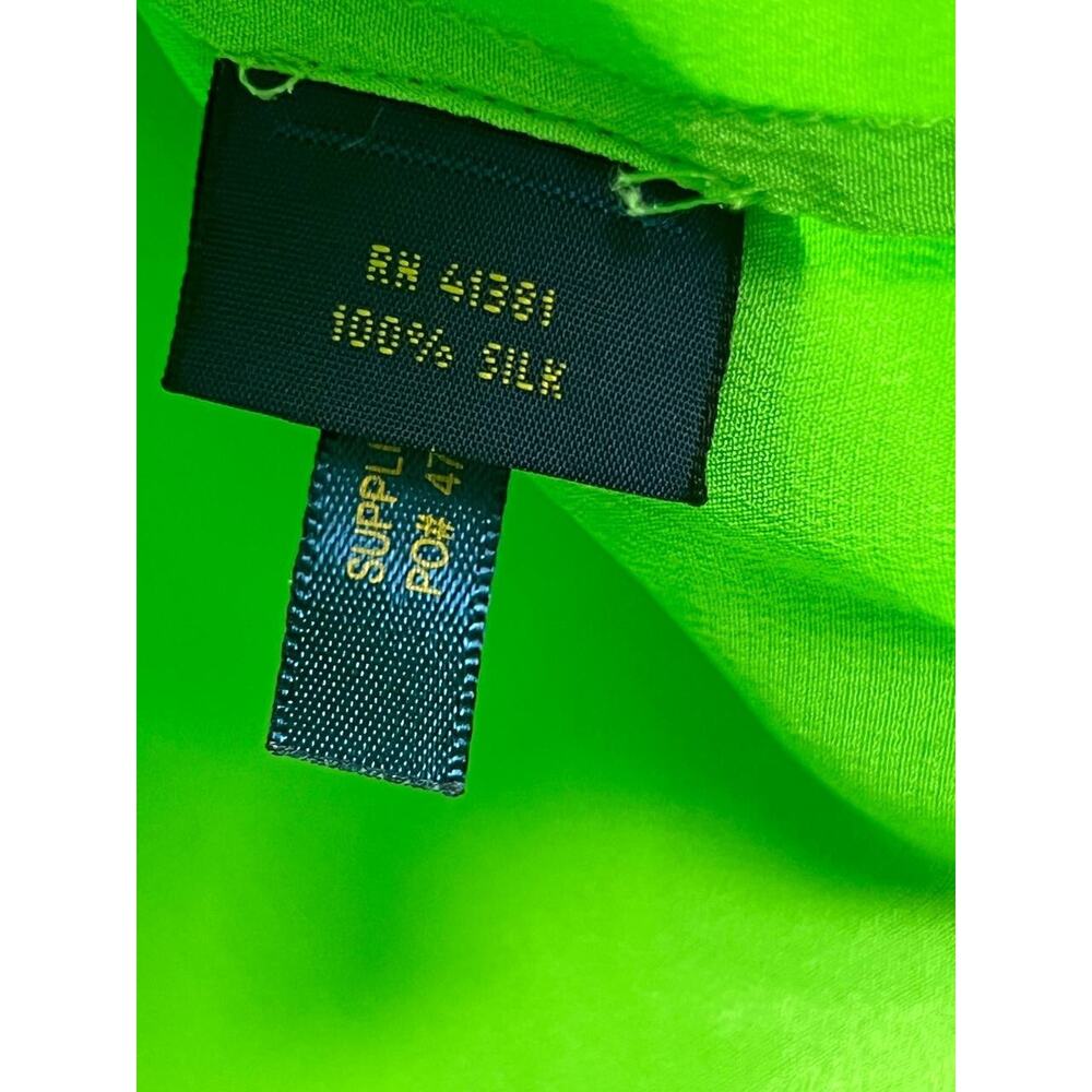 Polo Ralph Lauren Women Silk Blouse Y2K boho top light Green Size 6 A000699 - Picture 5 of 10